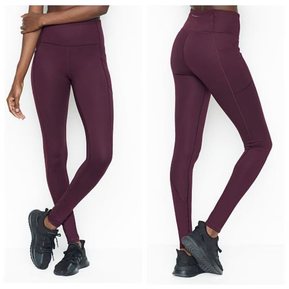 Victoria's Secret Incredible Essential High Rise Workout Leggings Burgundy Sz 10